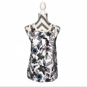LOFT-Floral Tank-Beige back-Sleeveless-EUC-Sz SP
